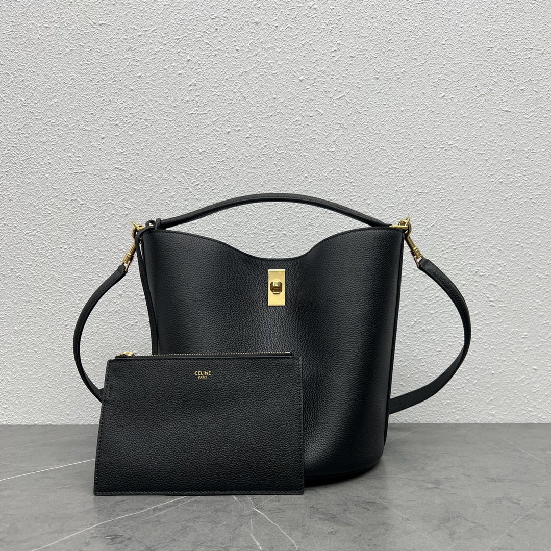 [TOP] CELINE Bucket 16 Bag Cowhide 29×25×23cm - Black