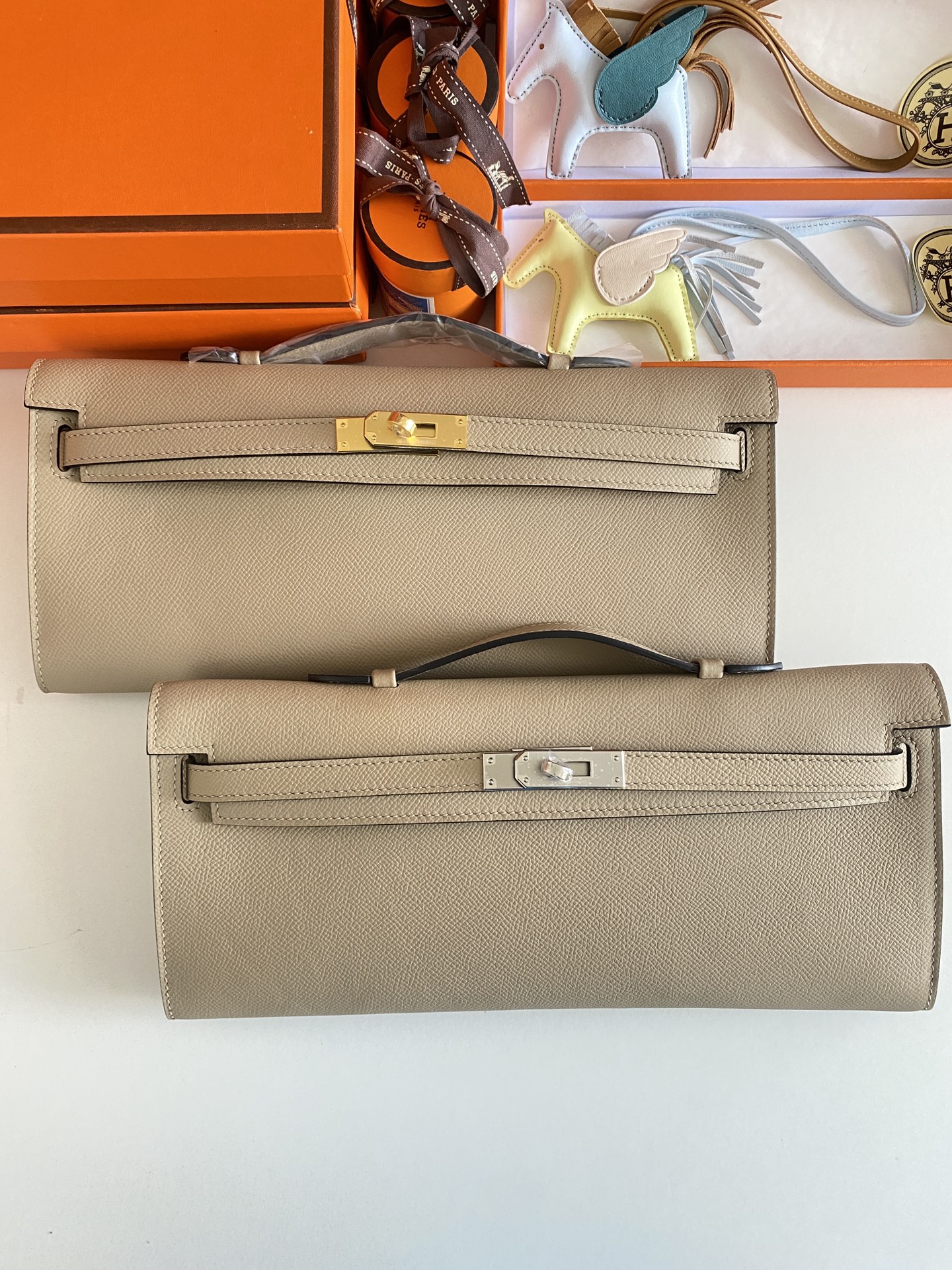 [TOP] HERMES Kelly Cut Epsom 31CM - Elephant Grey - GHW&SHW