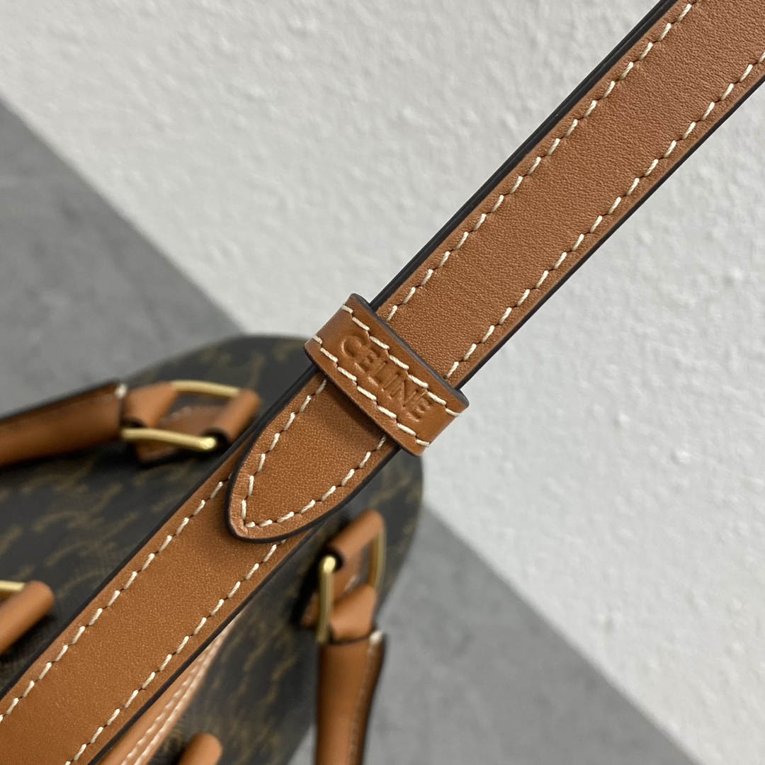 [TOP] CELINE Boston Bag Cowhide 19.5×14×7.5cm - Monogram