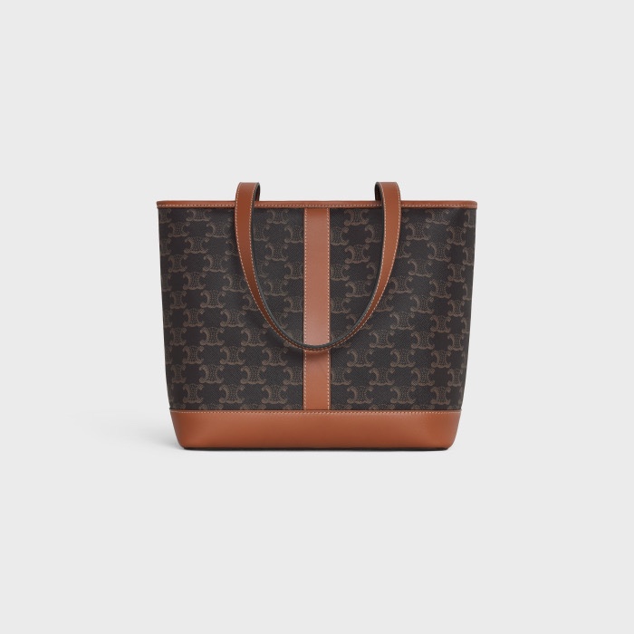 [TOP] CELINE Cabas Bag Triomphe Canvas/Cowhide 25.5x13x24cm - Monogram