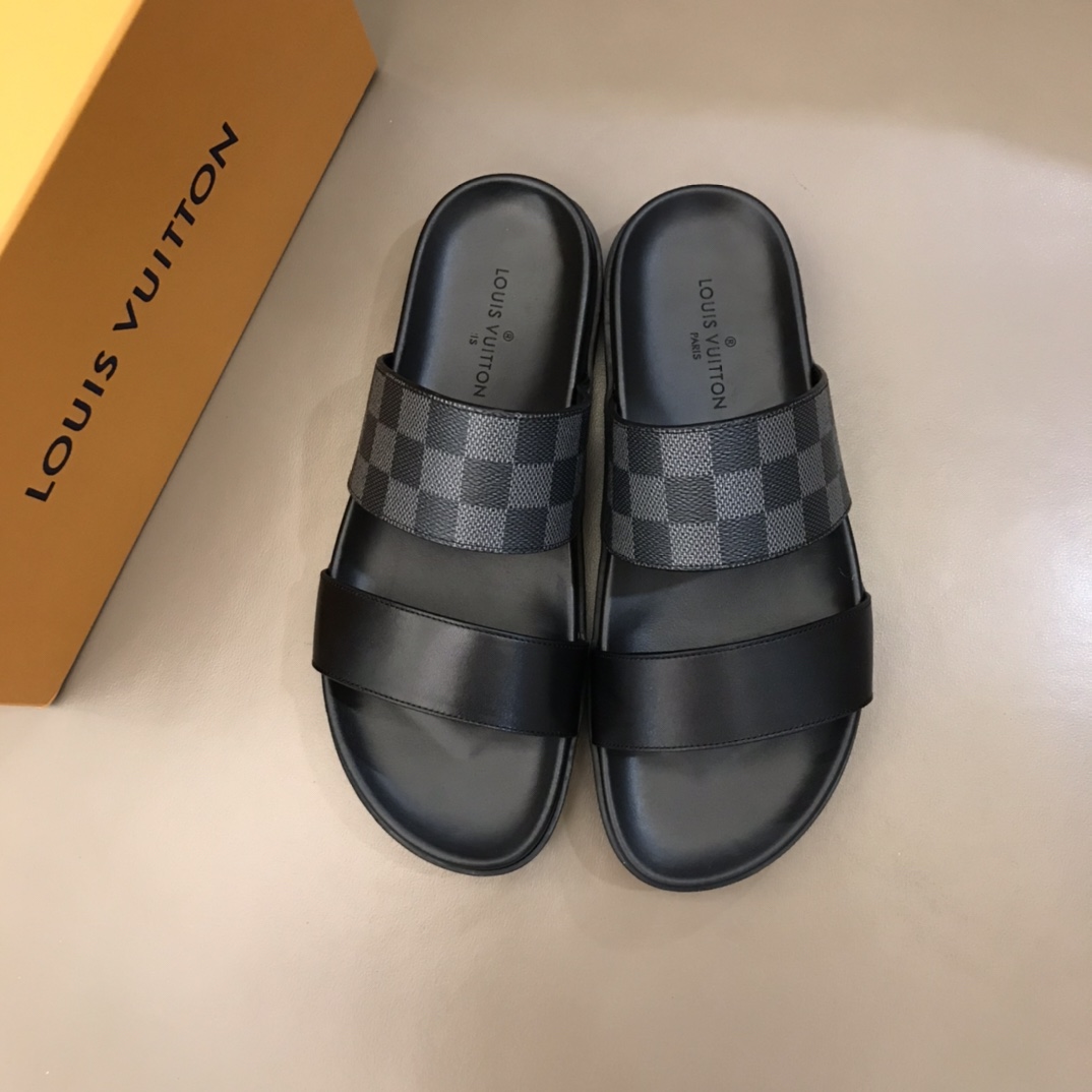 [TOP] Louis Vuitton LV Men's Leather Slippers - 3 Colors