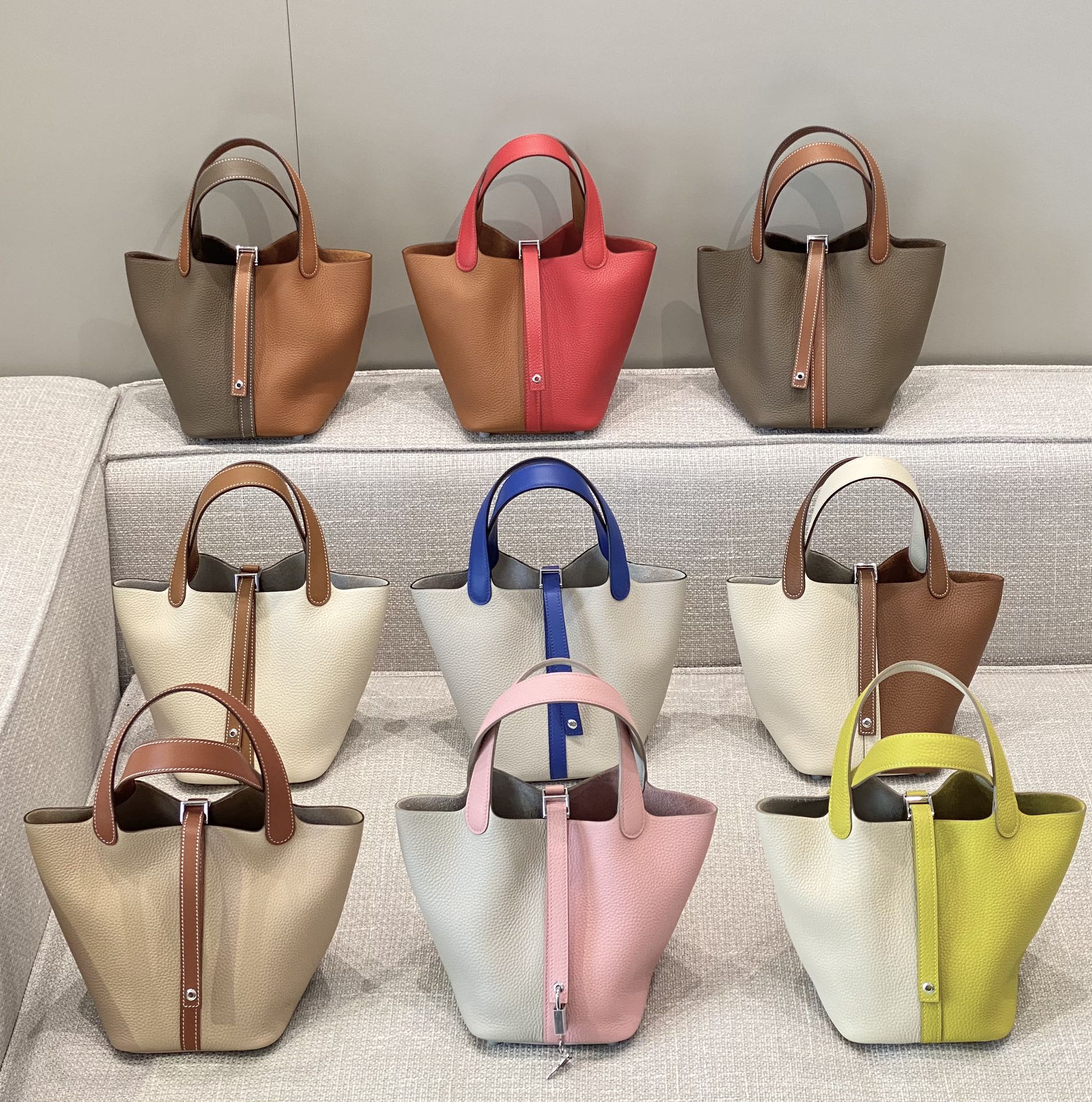 [TOP] HERMES Picotin two tone 18cm TC Leather  - 9 Colors