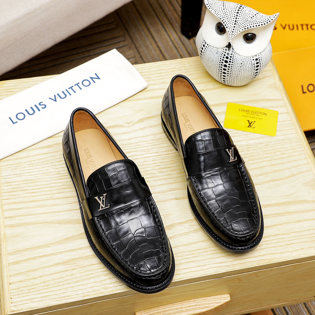 [TOP] Louis Vuitton LV Men's Formal Business Leather Shoes - Black