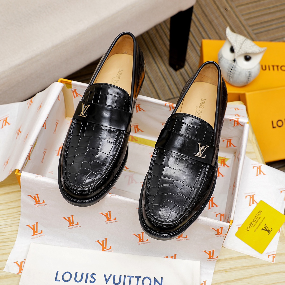 [TOP] Louis Vuitton LV Men's Formal Business Leather Shoes - Black