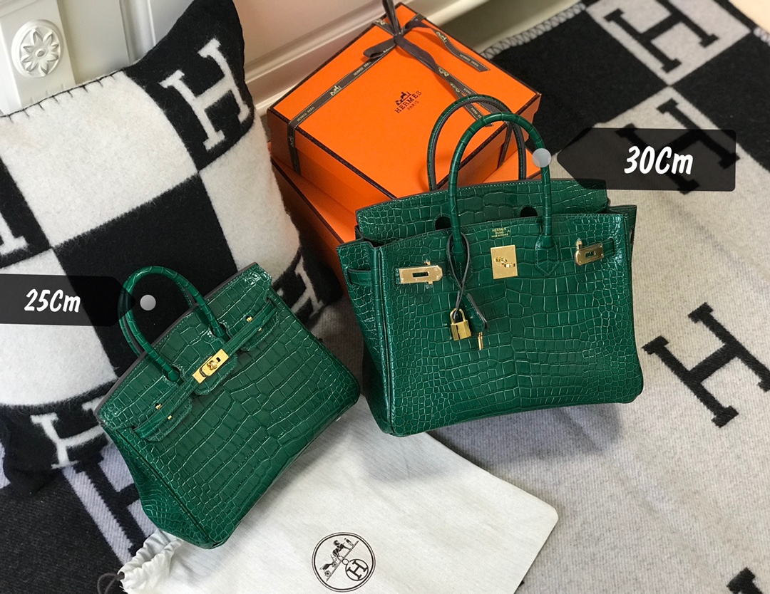[TOP] HERMES Birkin Crocodile 25CM/30CM - Emerald & GHW