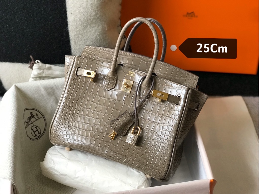 [TOP] HERMES Birkin Crocodile 25CM/30CM - Elephant Grey & GHW