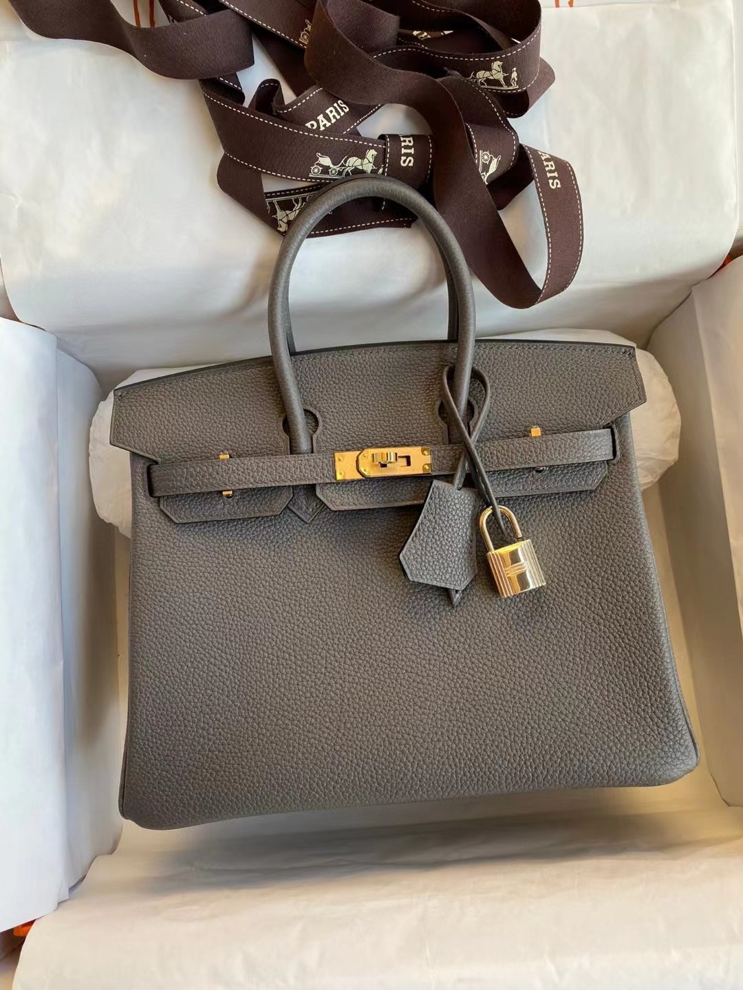 [TOP] HERMES Togo Birkin Bag 25 cm - Tinware Gray - GHW&SHW