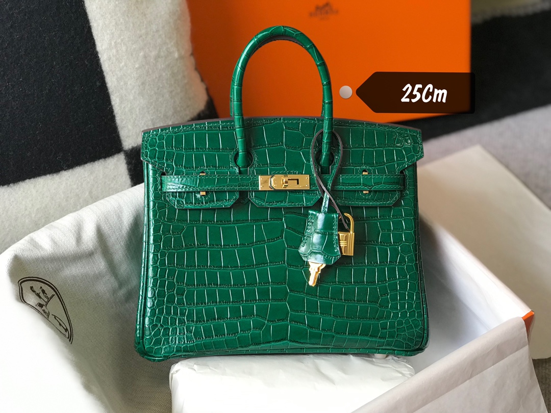 [TOP] HERMES Birkin Crocodile 25CM/30CM - Emerald & GHW