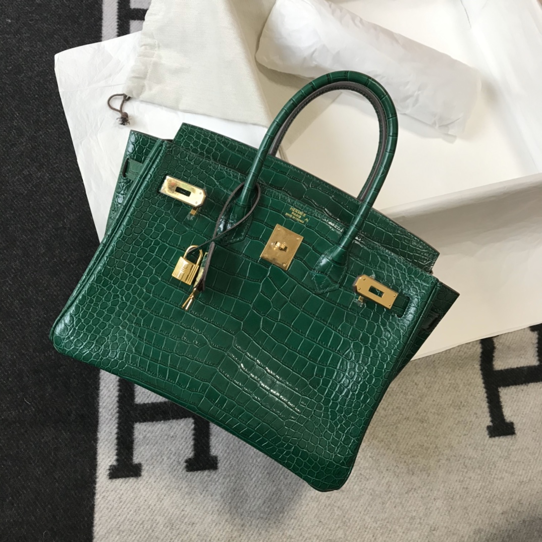 [TOP] HERMES Birkin Crocodile 25CM/30CM - Emerald & GHW