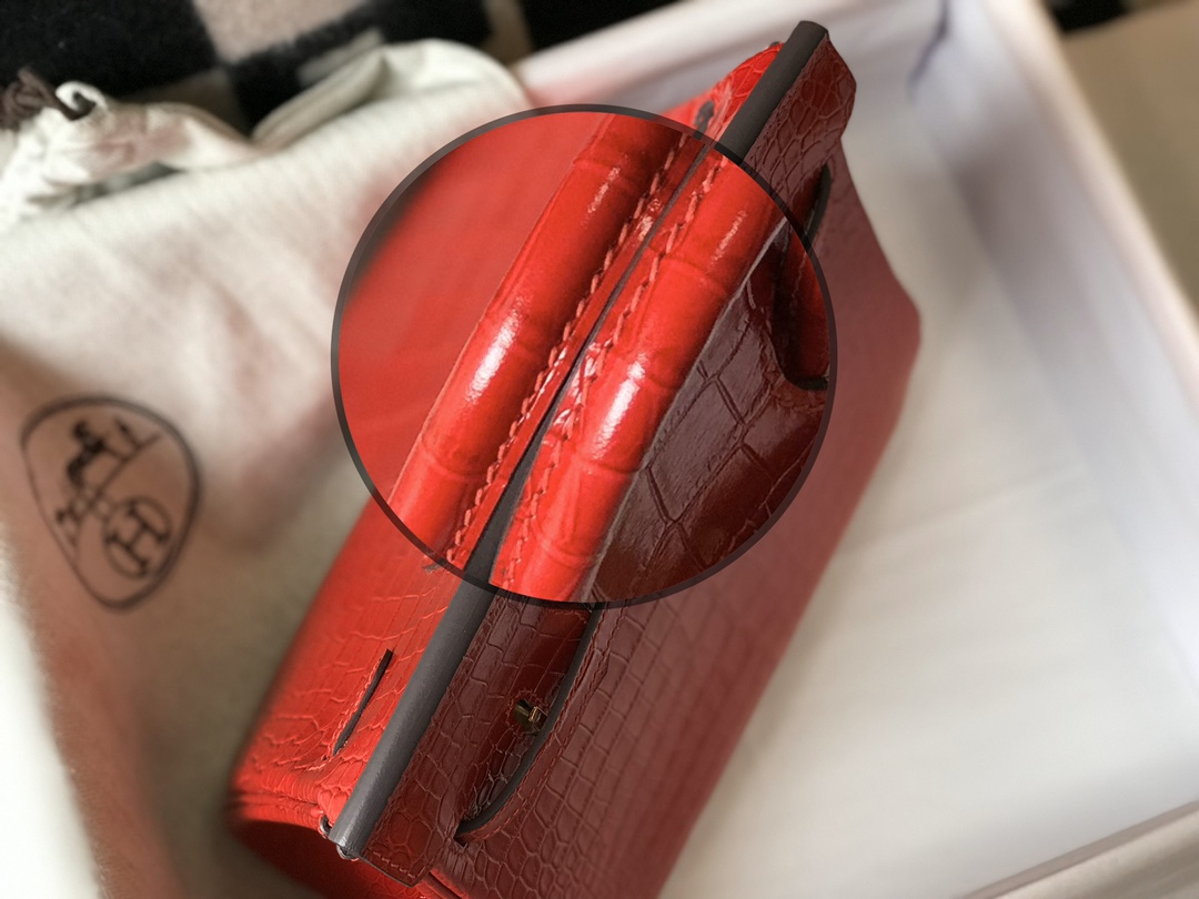 [TOP] HERMES Birkin Crocodile 25CM/30CM - Red & GHW