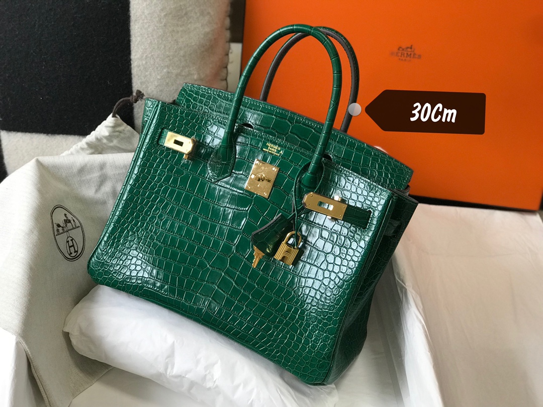 [TOP] HERMES Birkin Crocodile 25CM/30CM - Emerald & GHW