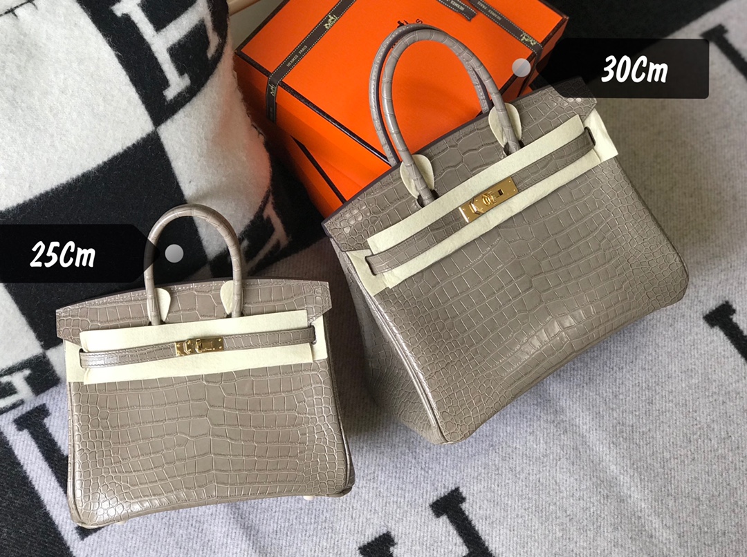 [TOP] HERMES Birkin Crocodile 25CM/30CM - Elephant Grey & GHW
