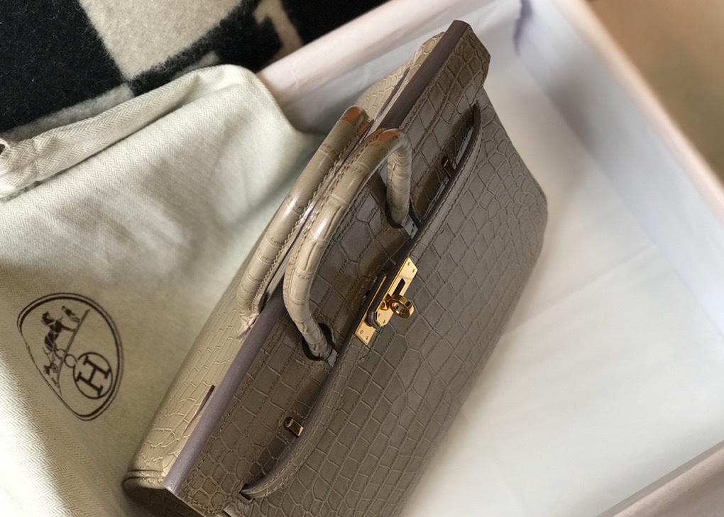 [TOP] HERMES Birkin Crocodile 25CM/30CM - Elephant Grey & GHW