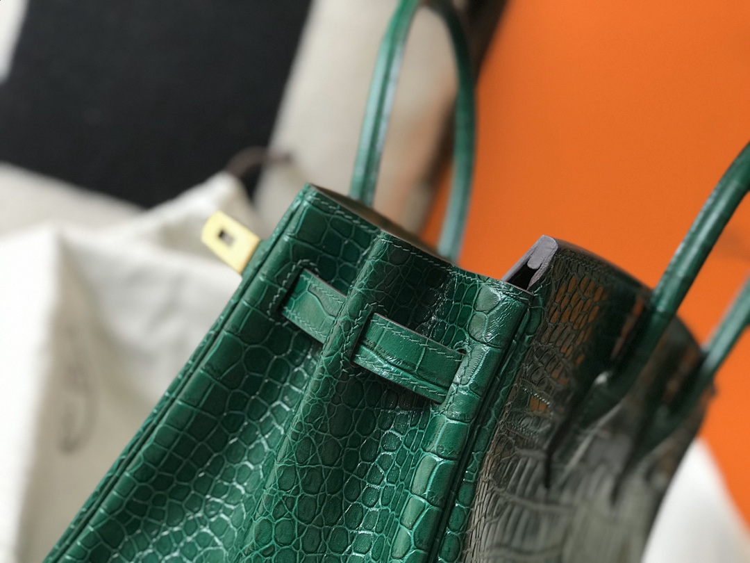 [TOP] HERMES Birkin Crocodile 25CM/30CM - Emerald & GHW