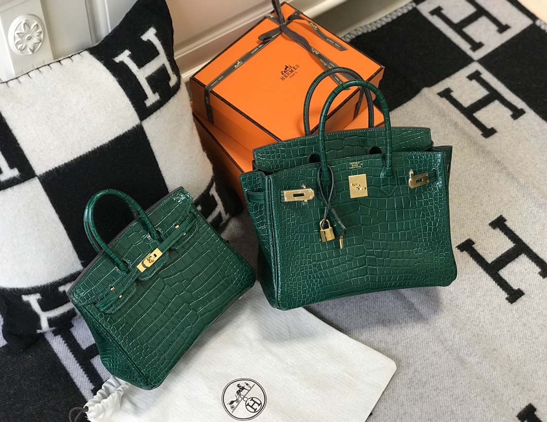 [TOP] HERMES Birkin Crocodile 25CM/30CM - Emerald & GHW