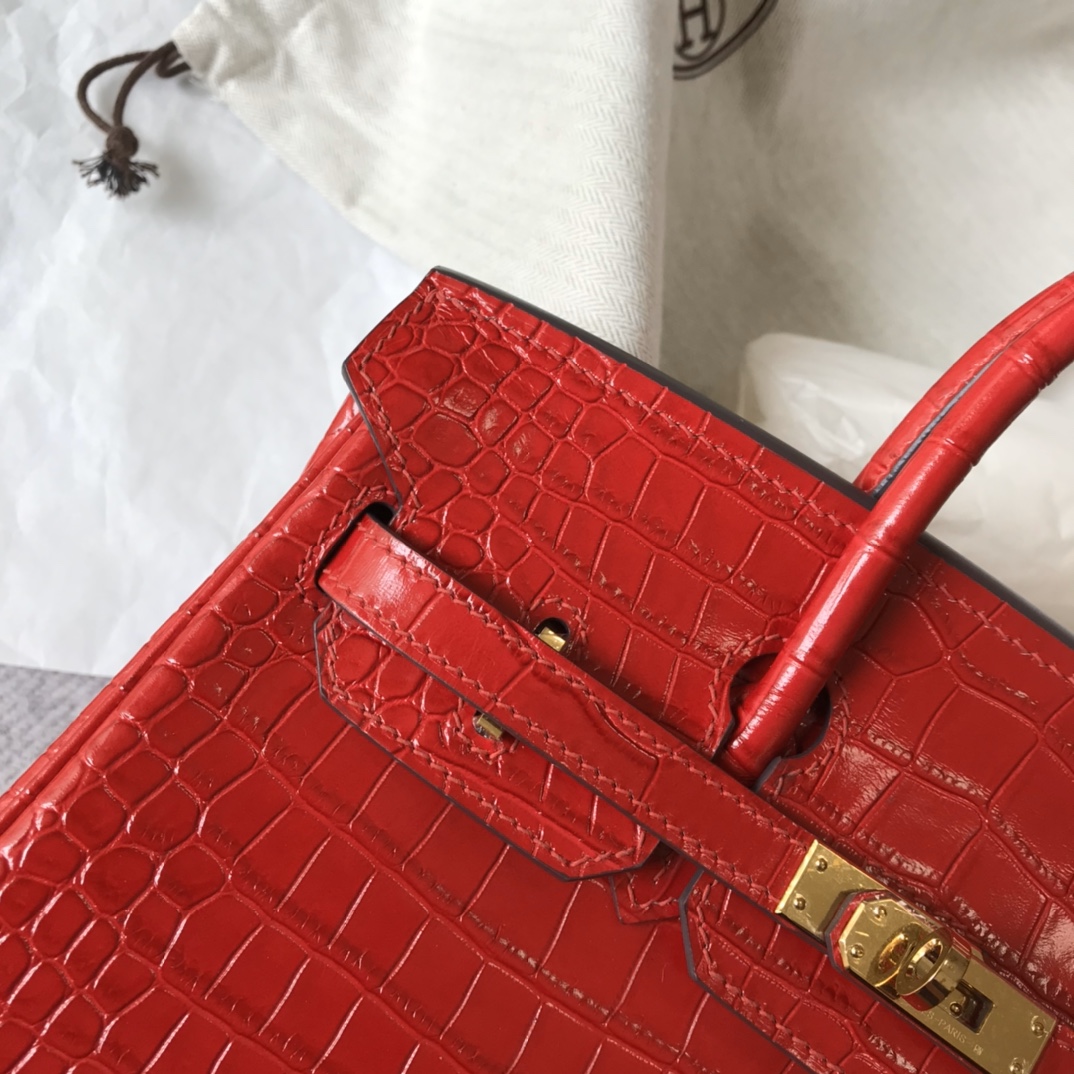 [TOP] HERMES Birkin Crocodile 25CM/30CM - Red & GHW
