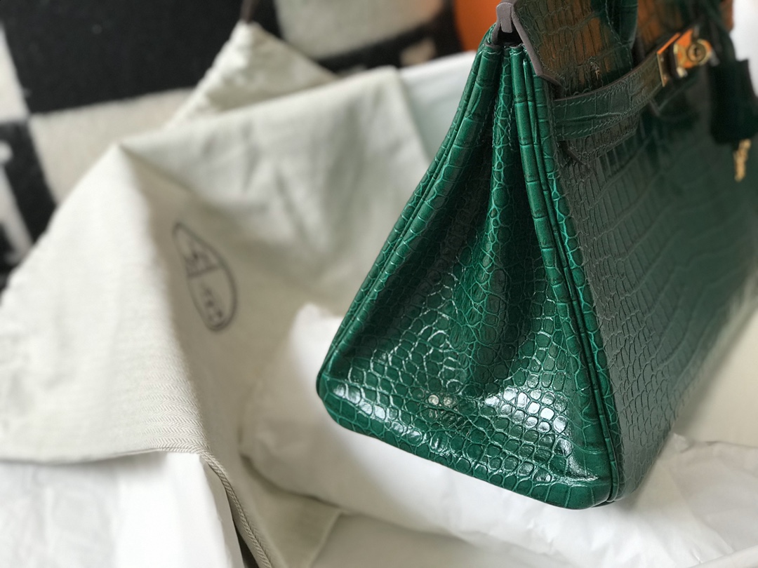[TOP] HERMES Birkin Crocodile 25CM/30CM - Emerald & GHW