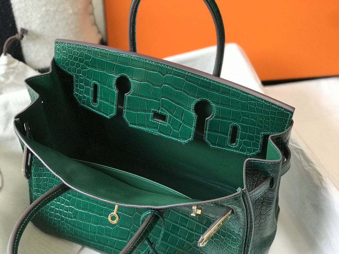 [TOP] HERMES Birkin Crocodile 25CM/30CM - Emerald & GHW