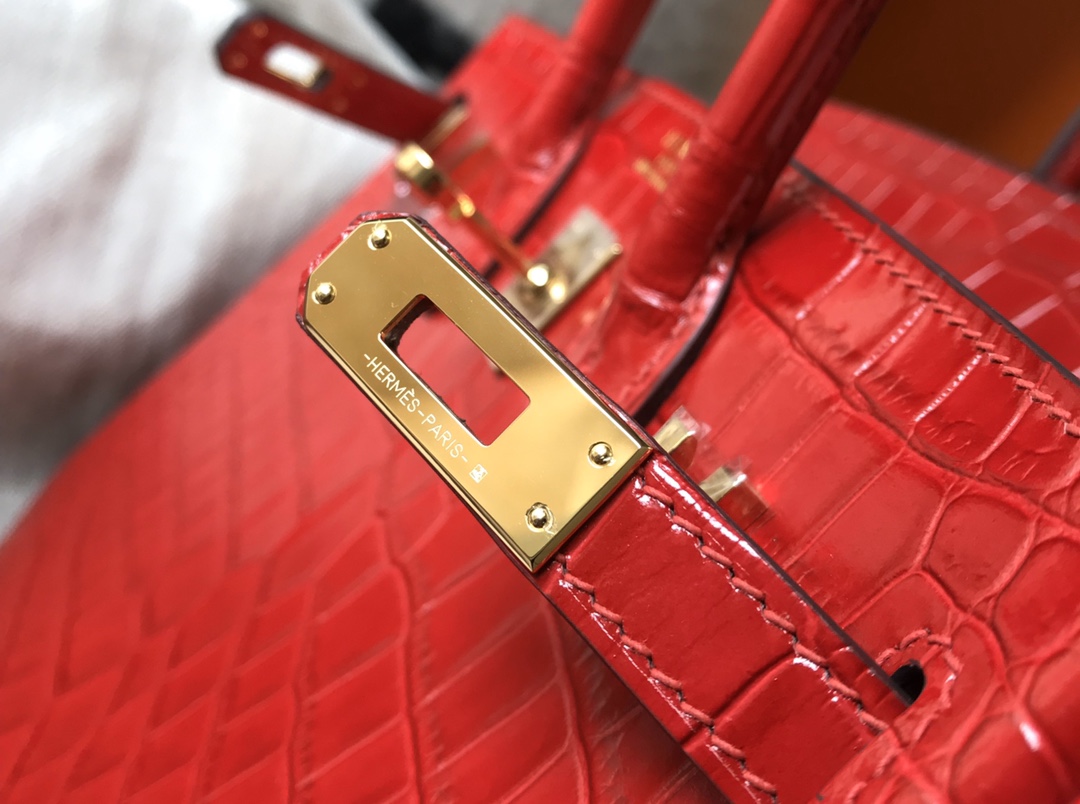[TOP] HERMES Birkin Crocodile 25CM/30CM - Red & GHW