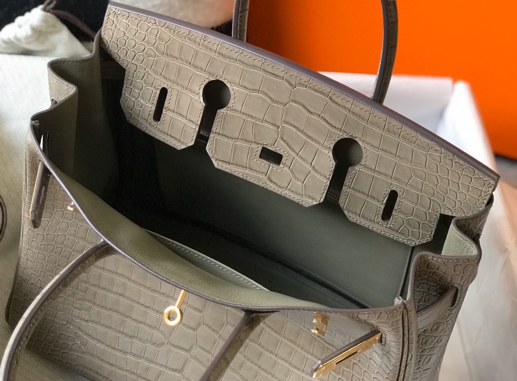 [TOP] HERMES Birkin Crocodile 25CM/30CM - Elephant Grey & GHW