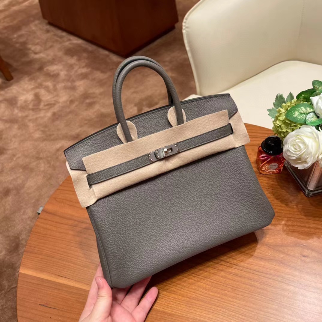 [TOP] HERMES Togo Birkin Bag 25 cm - Tinware Gray - GHW&SHW