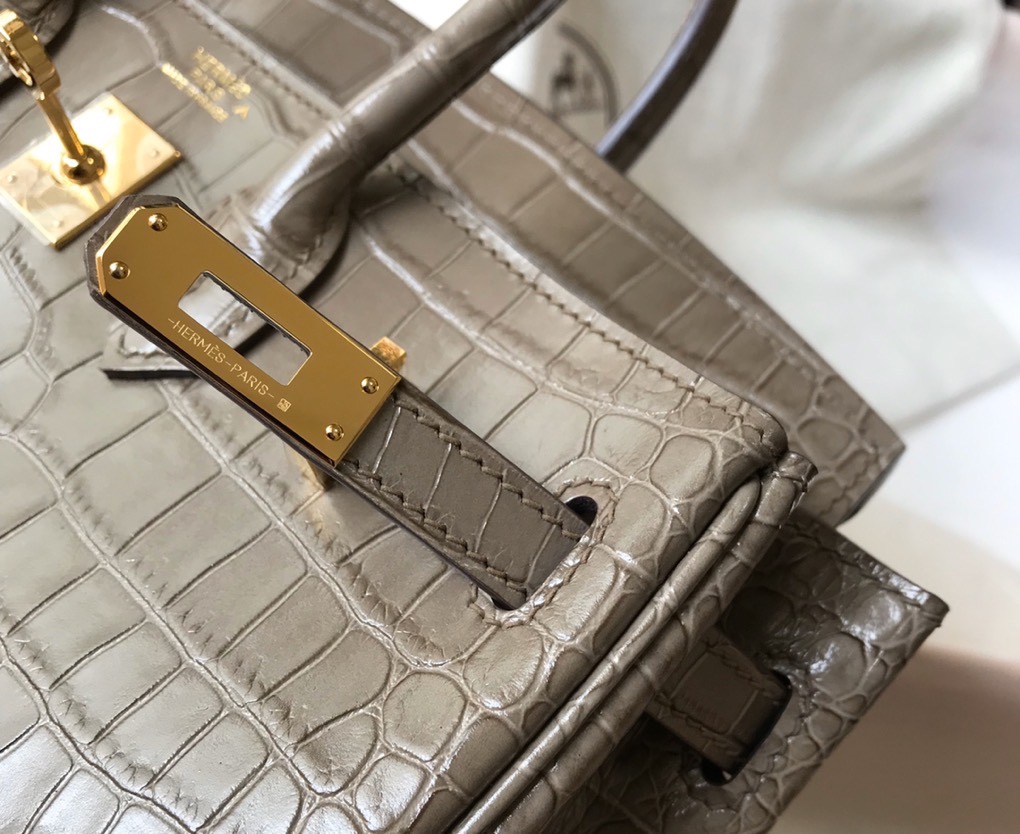 [TOP] HERMES Birkin Crocodile 25CM/30CM - Elephant Grey & GHW
