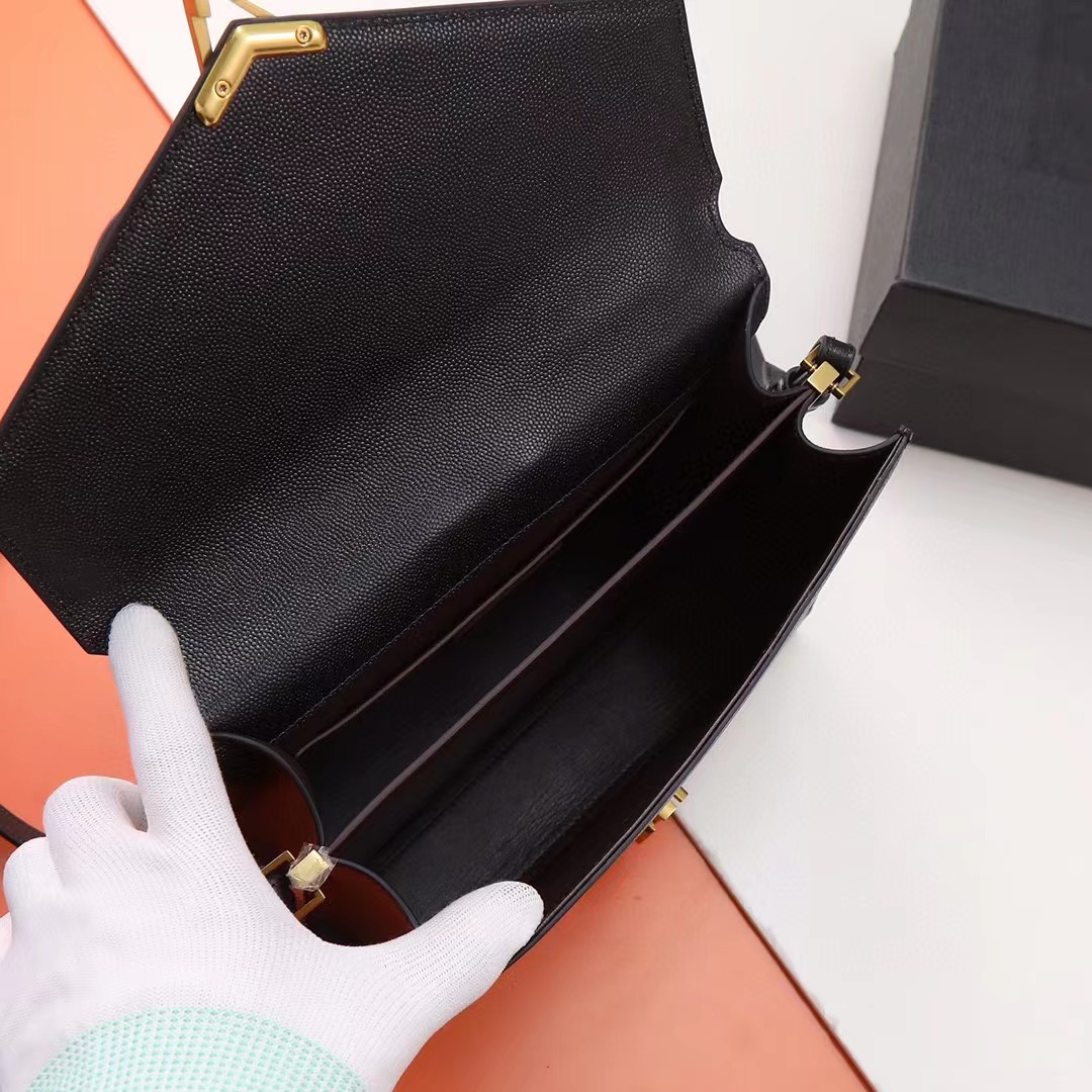 [TOP] Yves Saint Laurent YSL Cassandra Top Handle Bag - Black w GHW