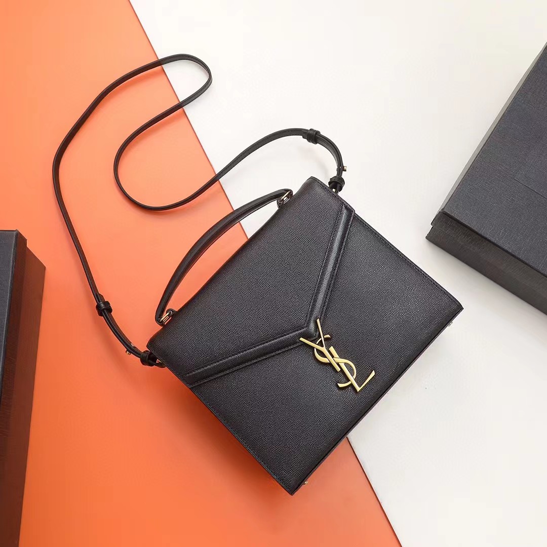 [TOP] Yves Saint Laurent YSL Cassandra Top Handle Bag - Black w GHW