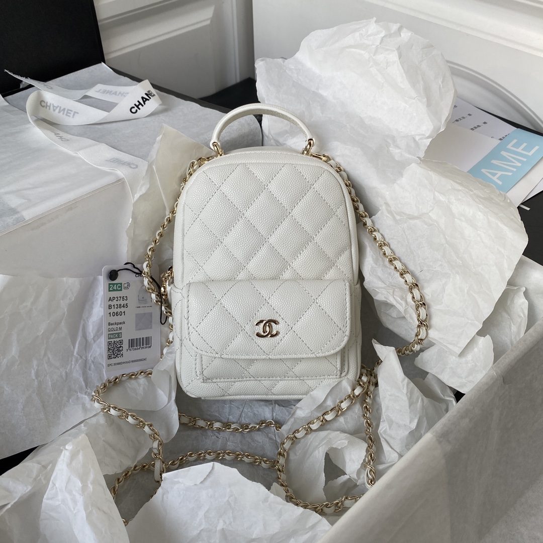 [TOP] CHANEL Cortical Lychee Pattern Small Shoulder Bag - 18×13×9cm - GHW&Black/White