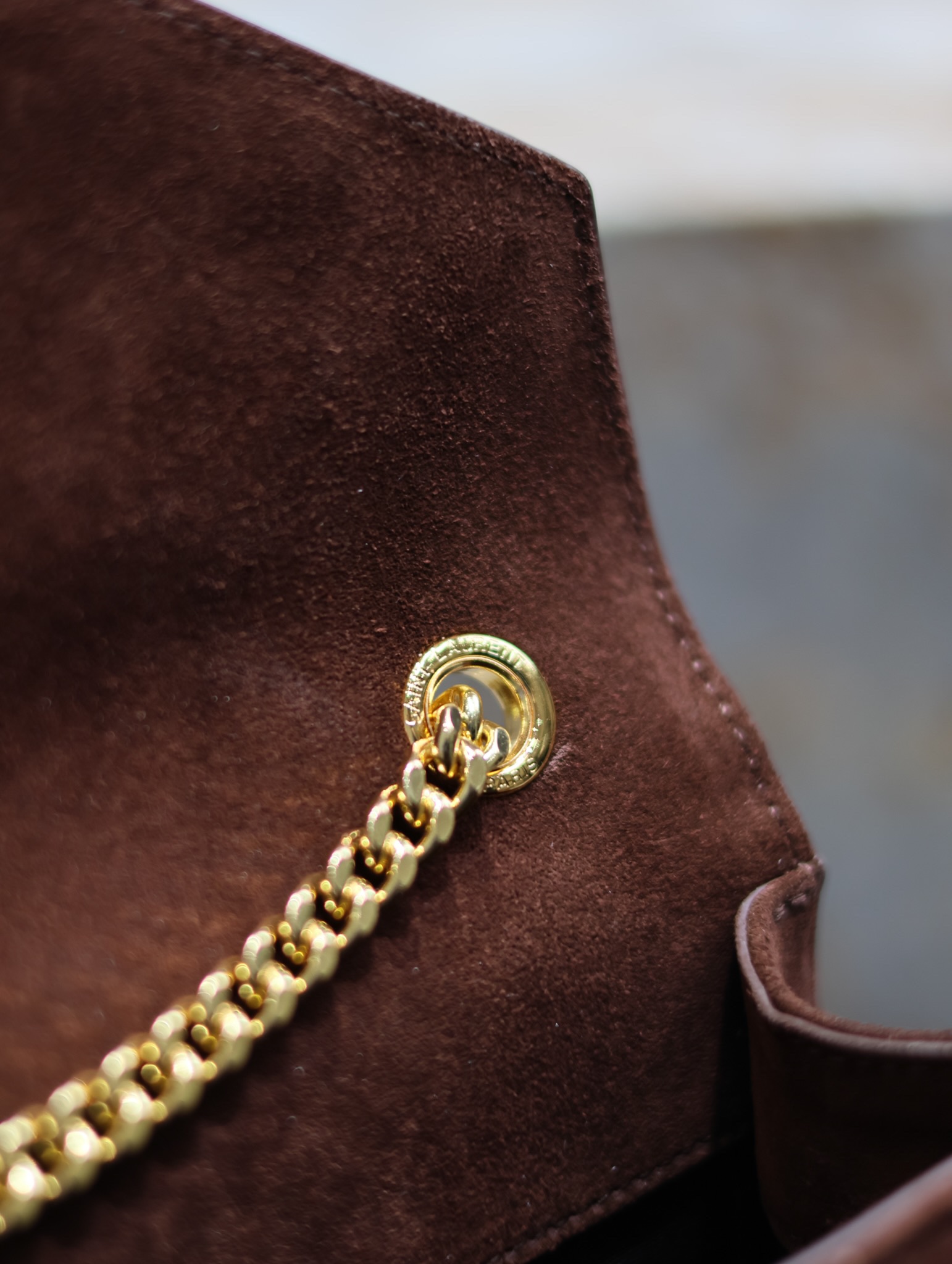 [TOP] Yves Saint Laurent YSL Envelope Chain Wallet Grain Leather - 2 Sizes - Reddish Brown - GHW