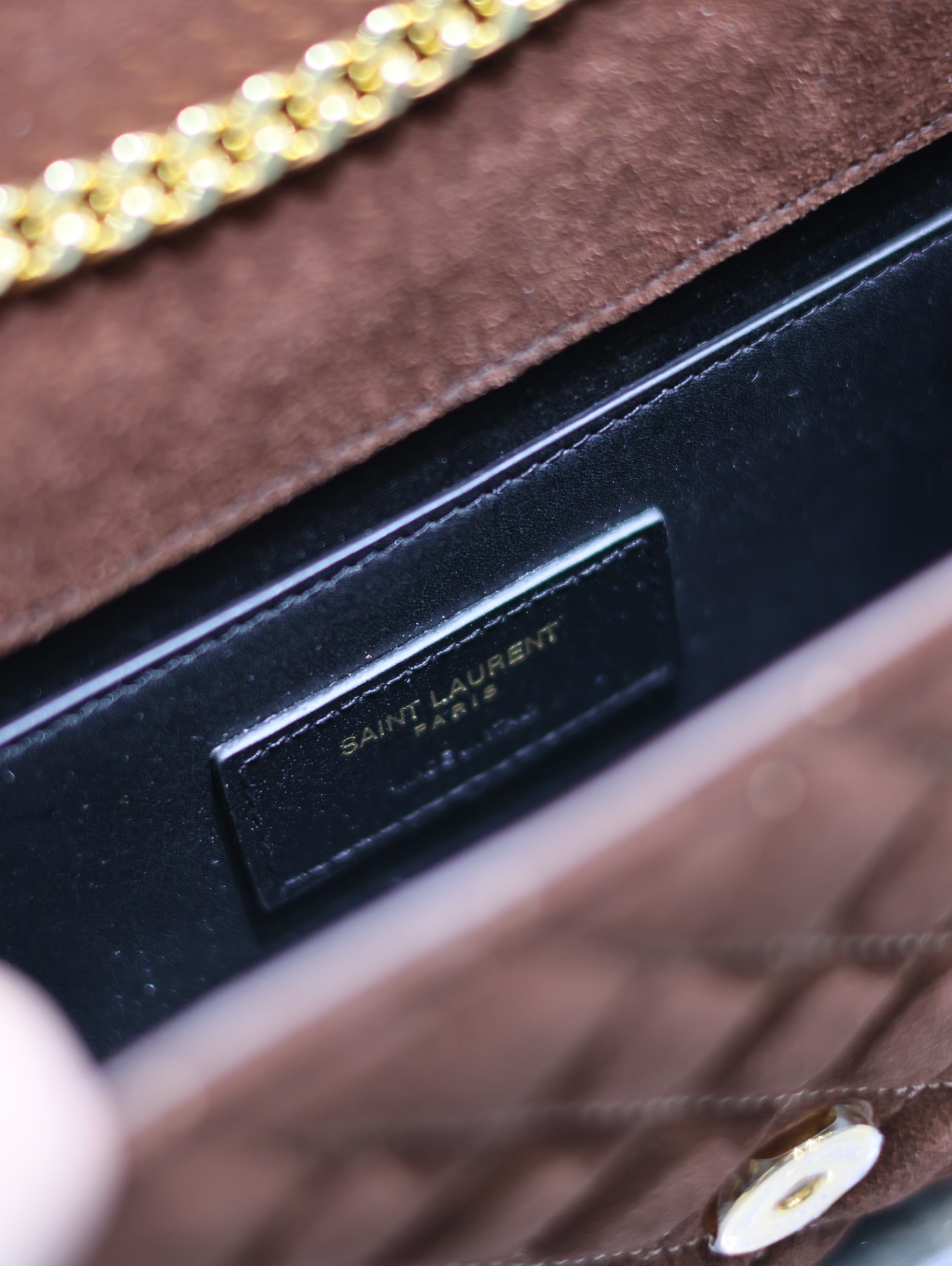 [TOP] Yves Saint Laurent YSL Envelope Chain Wallet Grain Leather - 2 Sizes - Reddish Brown - GHW
