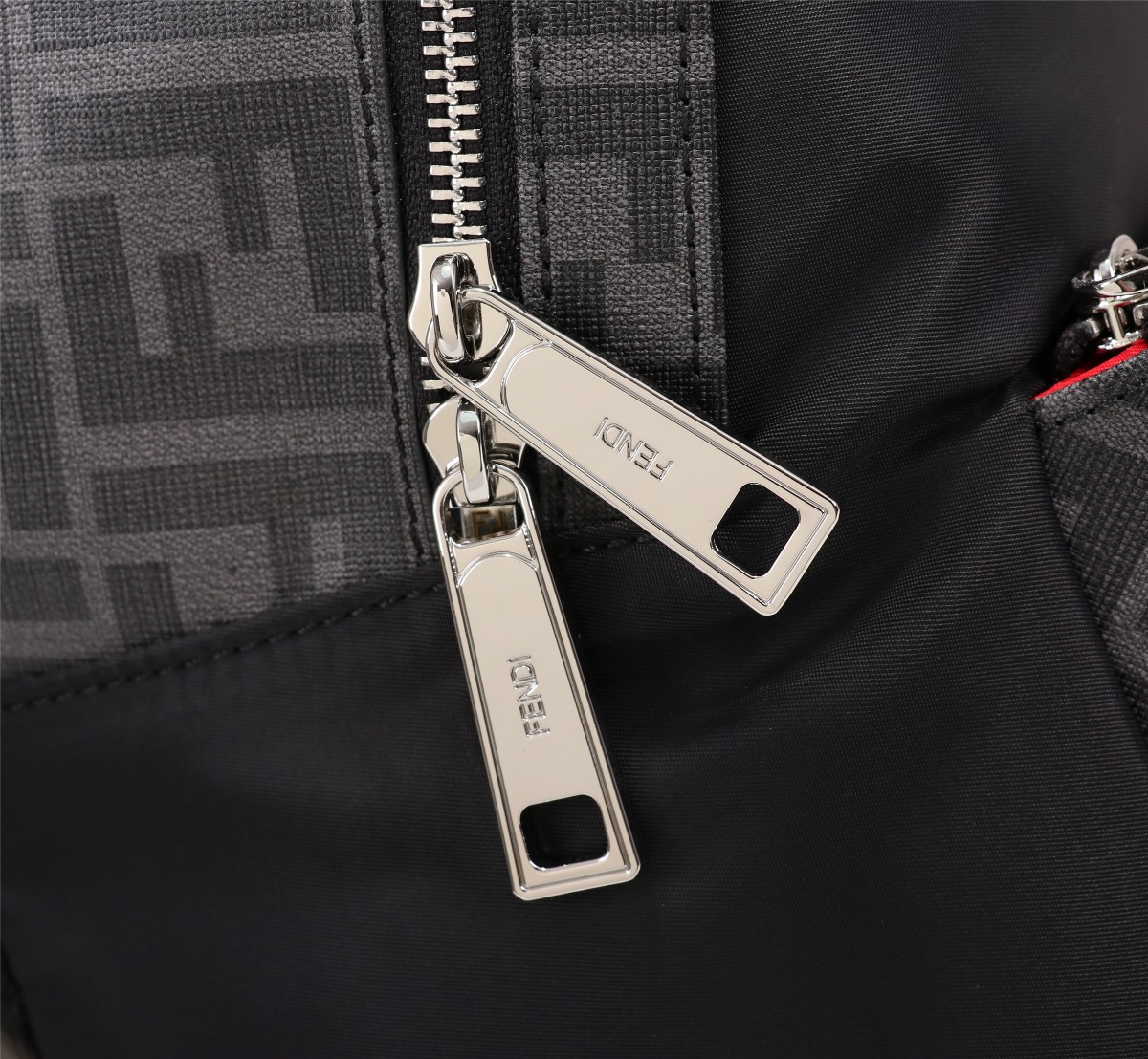 [TOP] FENDI Nylon stitching black leather backpack - 34×38×14cm - Black