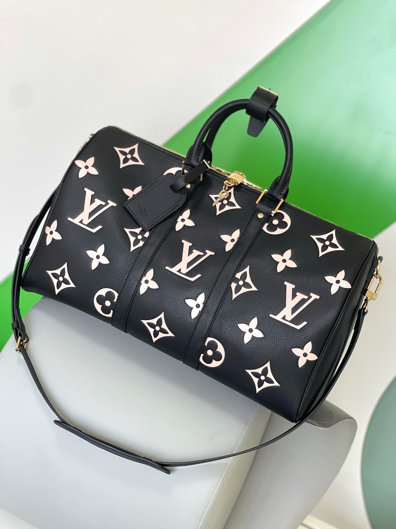 [TOP] Louis Vuitton LV Keepall Bandoulière 45 Monogram Empreinte Handbag - Black - 45x27x20cm