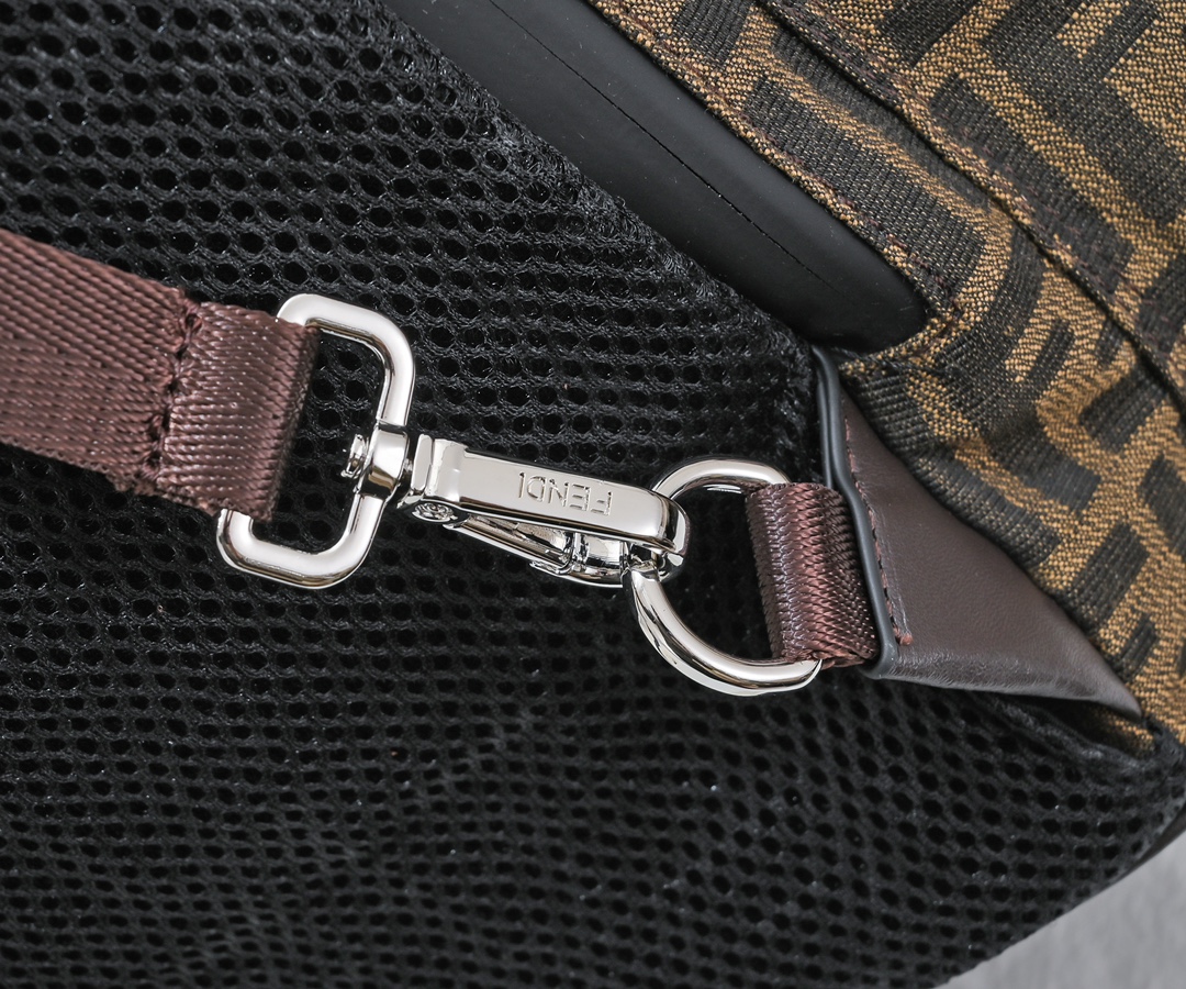 [TOP] FENDI Large Jacquard Fabric Backpack - 32×16×36cm - Black