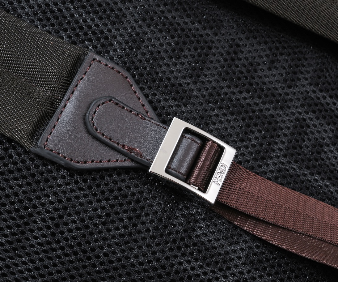 [TOP] FENDI Large Jacquard Fabric Backpack - 32×16×36cm - Black