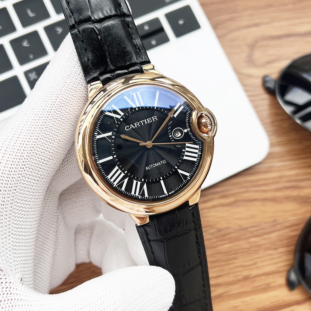 [TOP] Cartier Men's w Imported Calfskin Watch 44mm