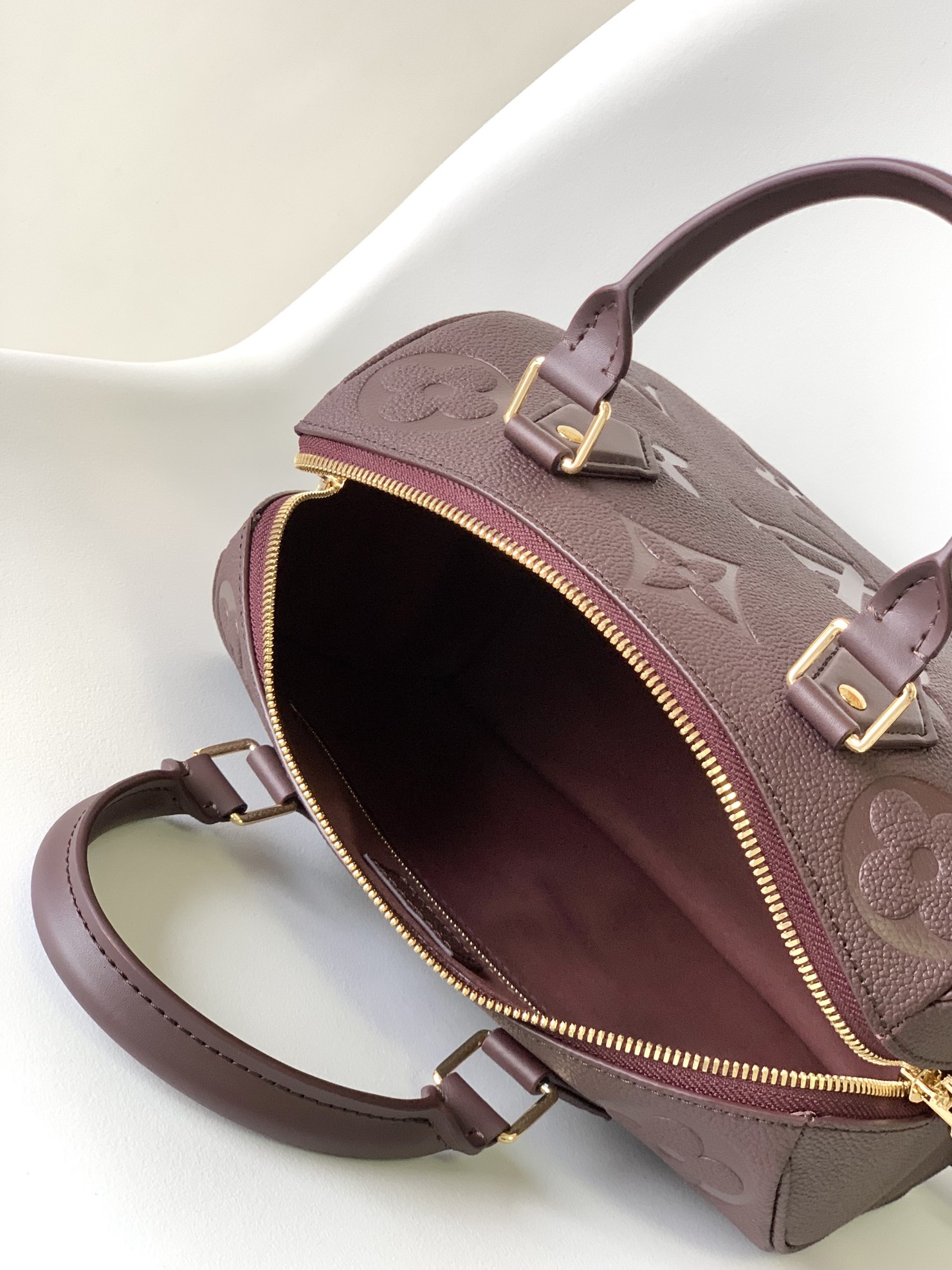 [TOP] Louis Vuitton LV Monogram Empreinte Speedy Bags - 25x19x15CM - Jujube Red&GHW