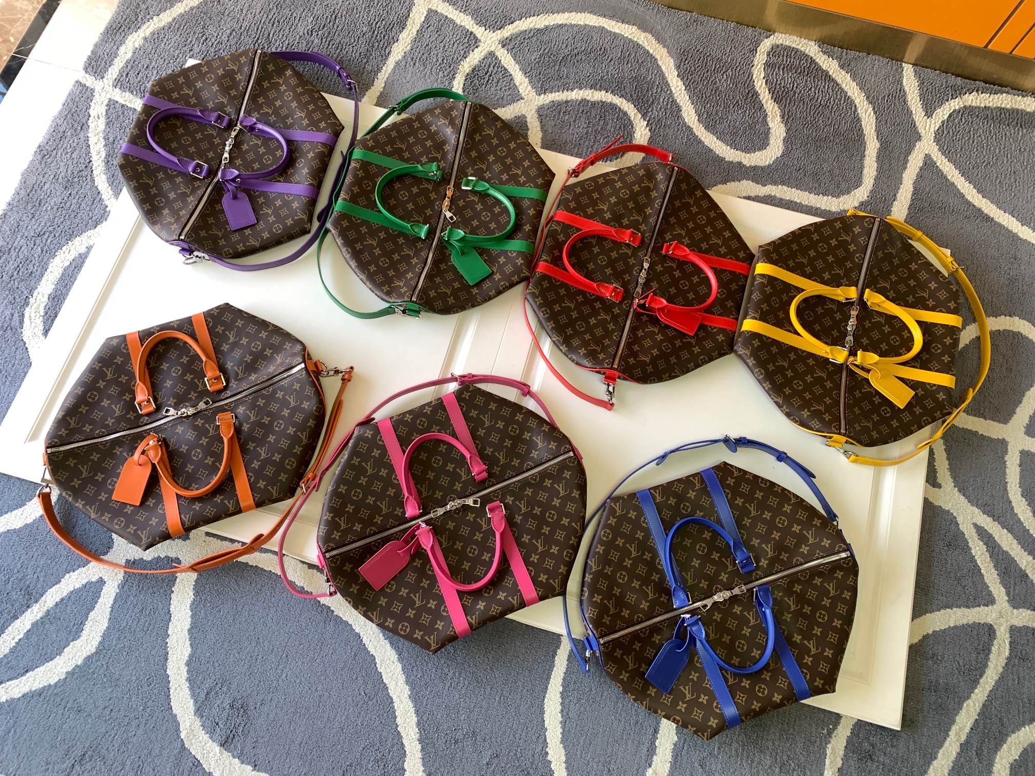 [TOP] Louis Vuitton LV L*V Monogram Macassar Canvas Keepall Bag - 50x29x23CM - 7 Colors