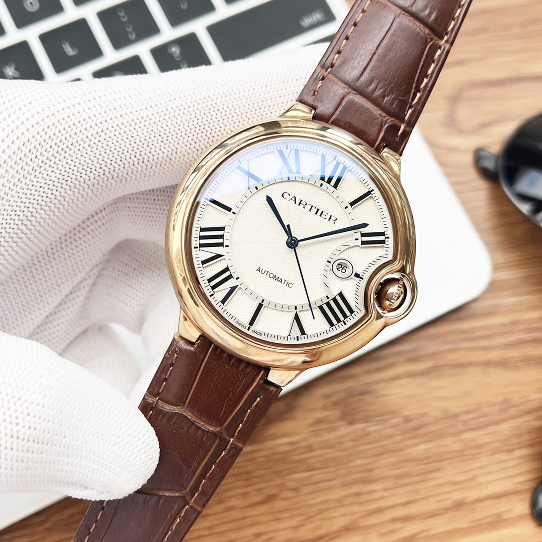 [TOP] Cartier Men's w Imported Calfskin Watch 44mm