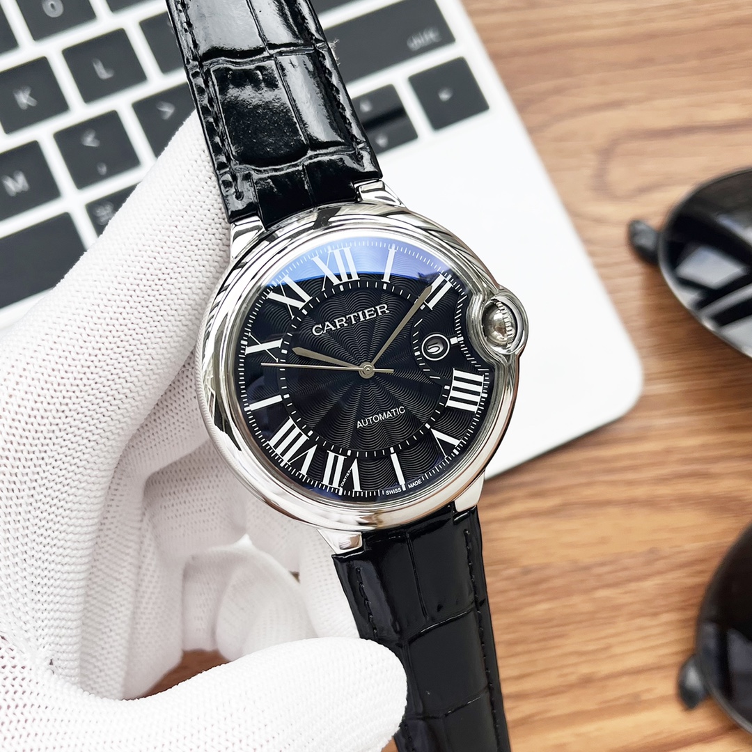 [TOP] Cartier Men's w Imported Calfskin Watch 44mm