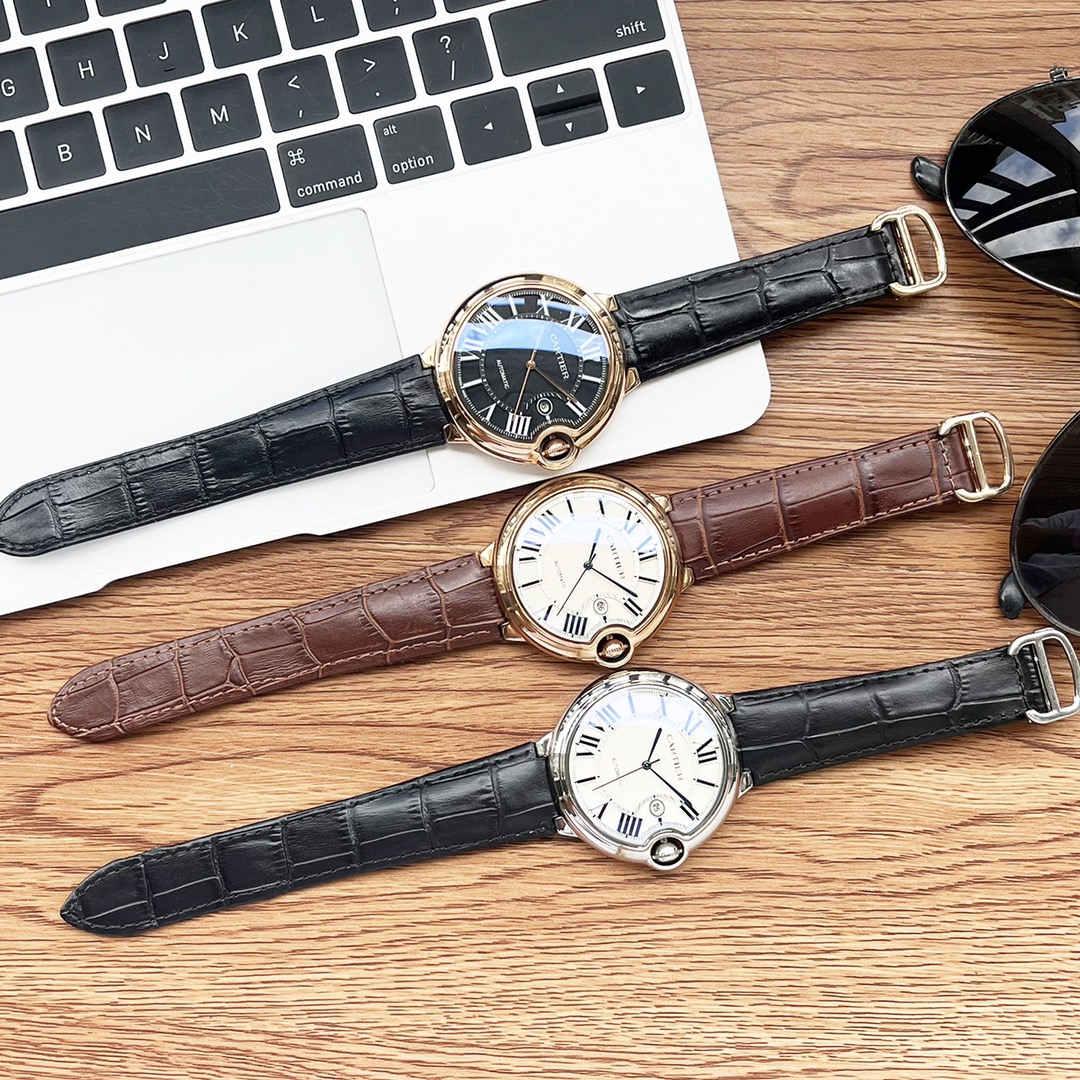 [TOP] Cartier Men's w Imported Calfskin Watch 44mm