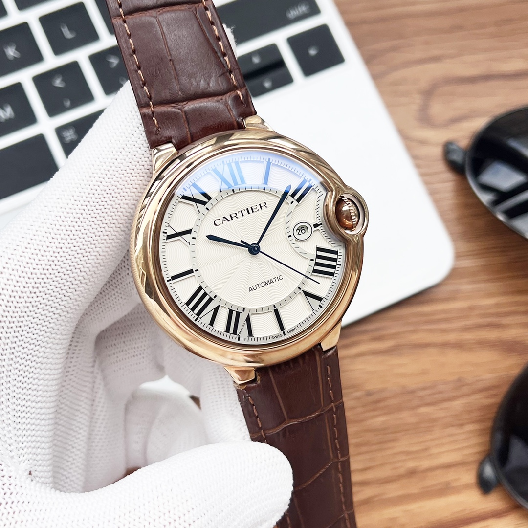 [TOP] Cartier Men's w Imported Calfskin Watch 44mm