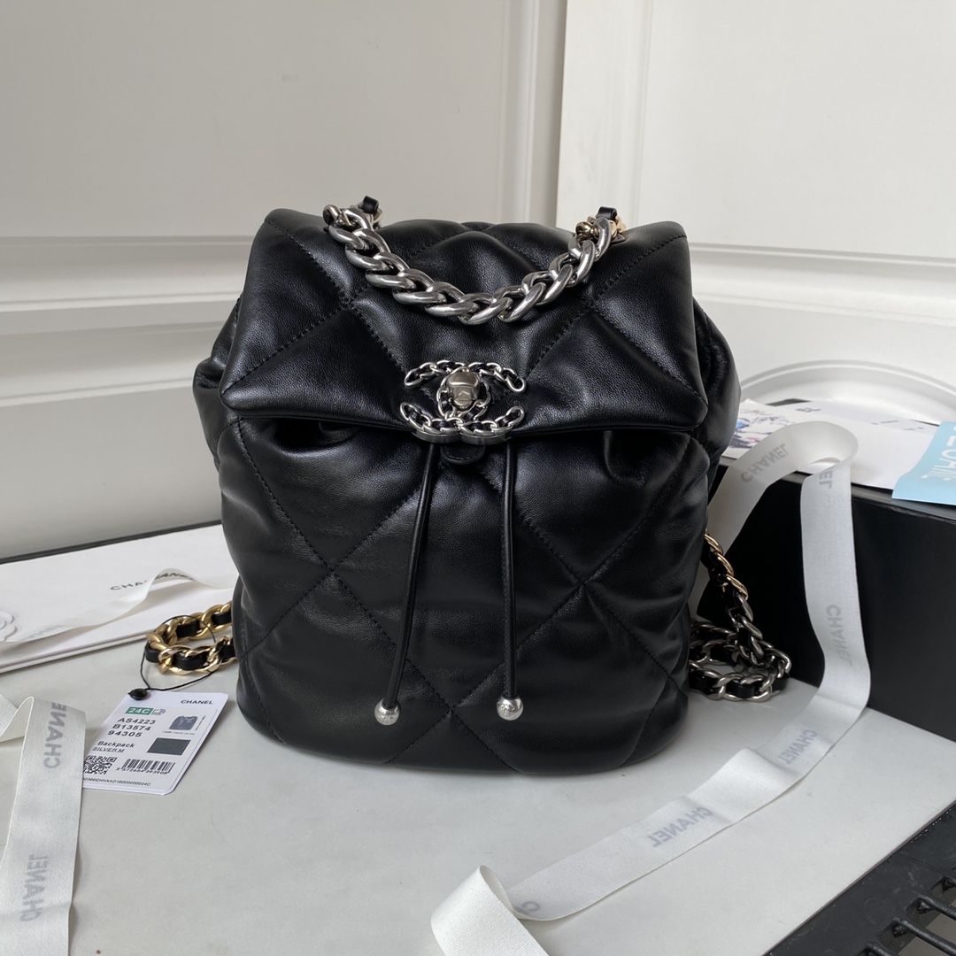 [TOP] CHANEL Classics Backpack - 26X22X16cm - GHW&SHW - Black