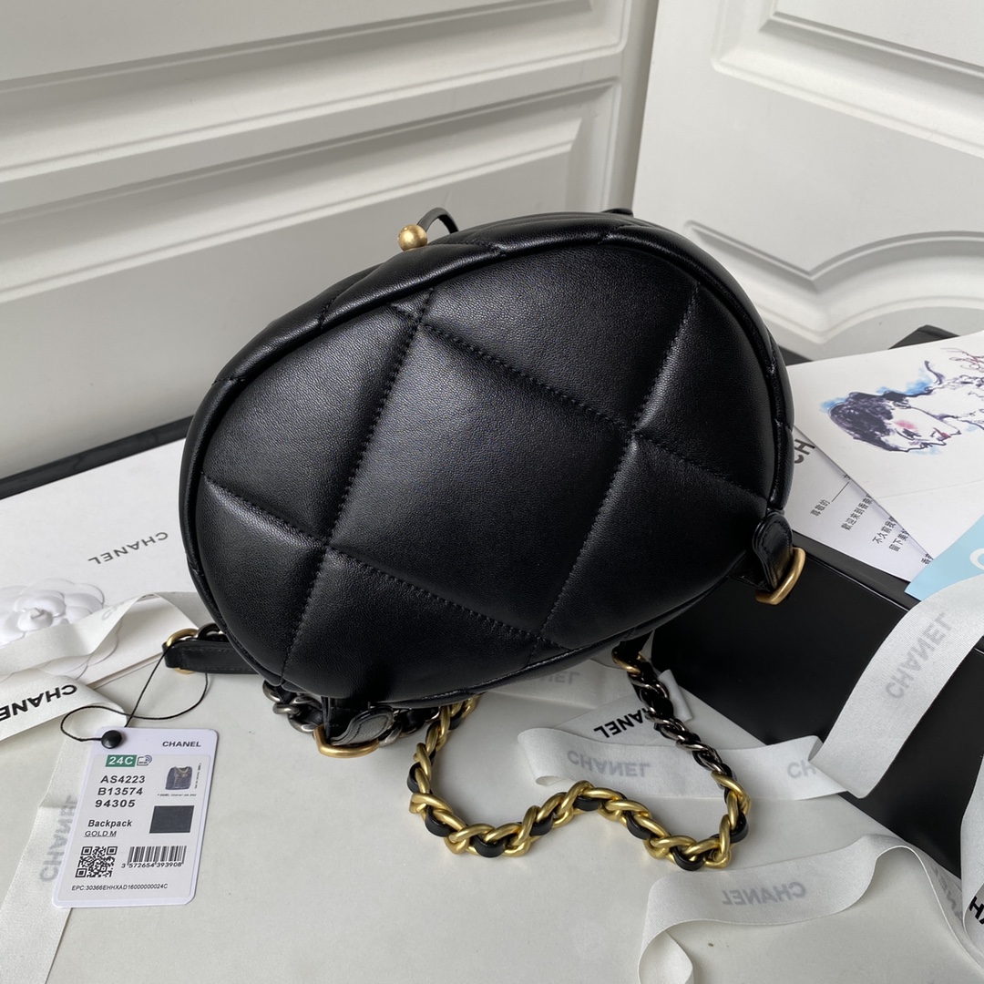 [TOP] CHANEL Classics Backpack - 26X22X16cm - GHW&SHW - Black