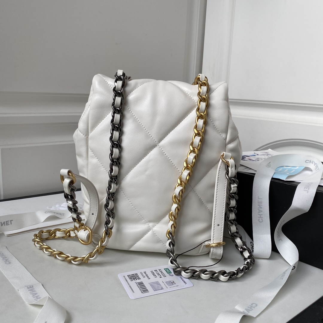 [TOP] CHANEL Classics Backpack - 26X22X16cm - GHW&SHW - White