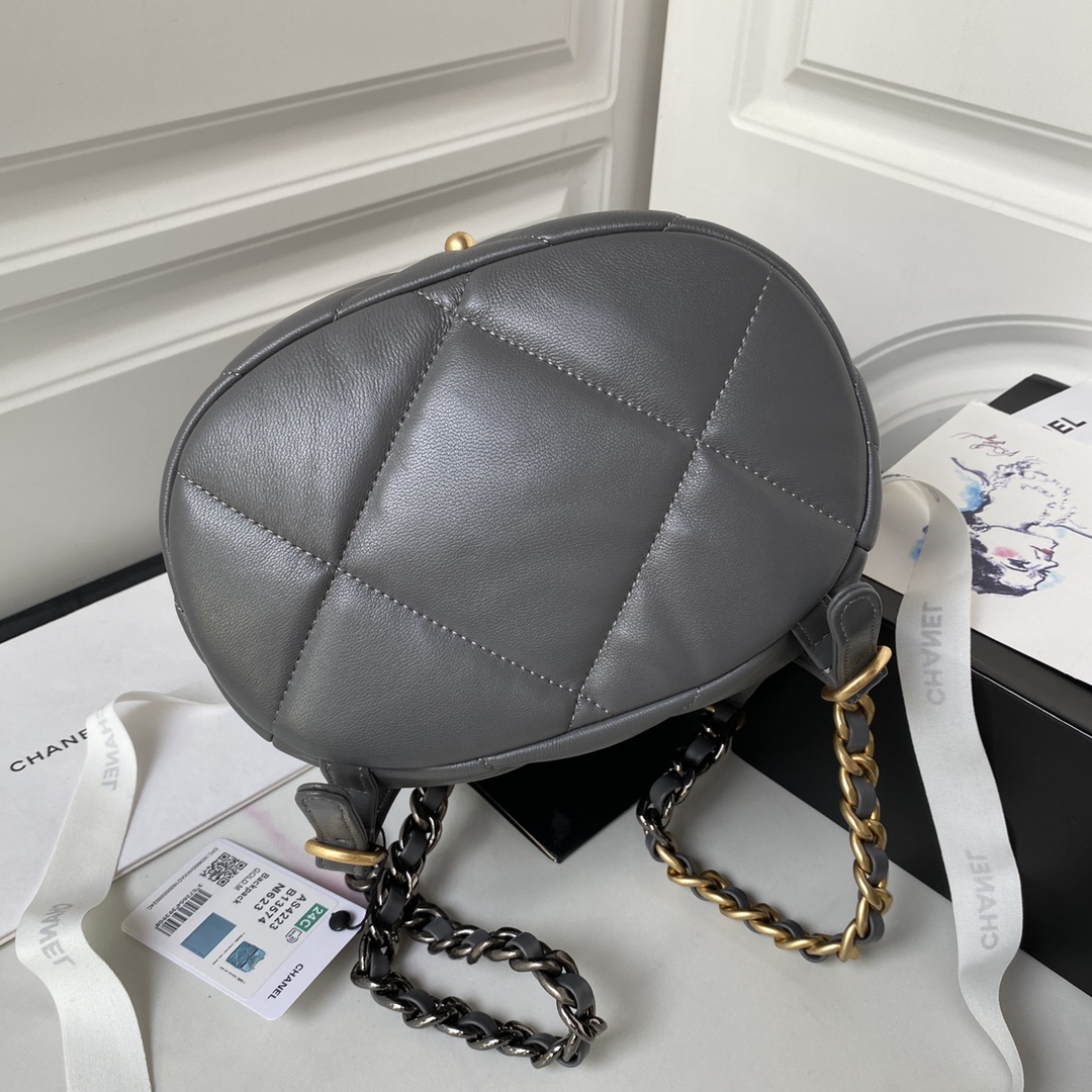 [TOP] CHANEL Classics Backpack - 26X22X16cm - GHW&SHW - Grey