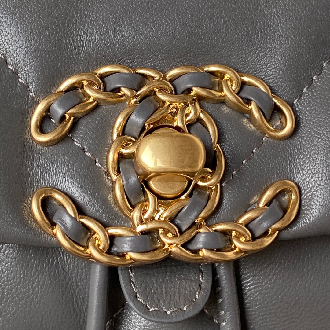 [TOP] CHANEL Classics Backpack - 26X22X16cm - GHW&SHW - Grey