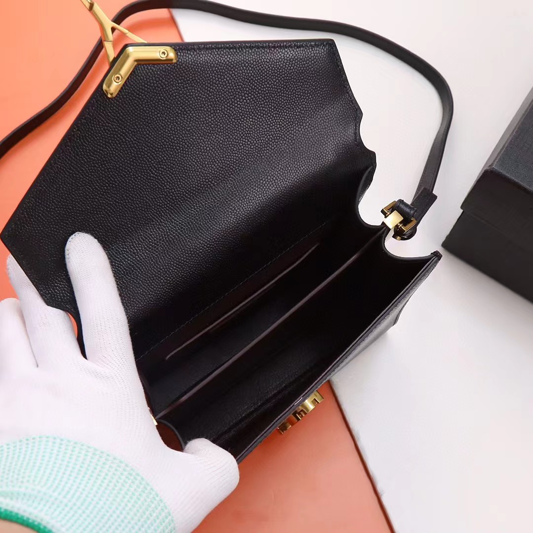 [TOP] Yves Saint Laurent YSL Cassandra Top Handle Bag - Black w GHW