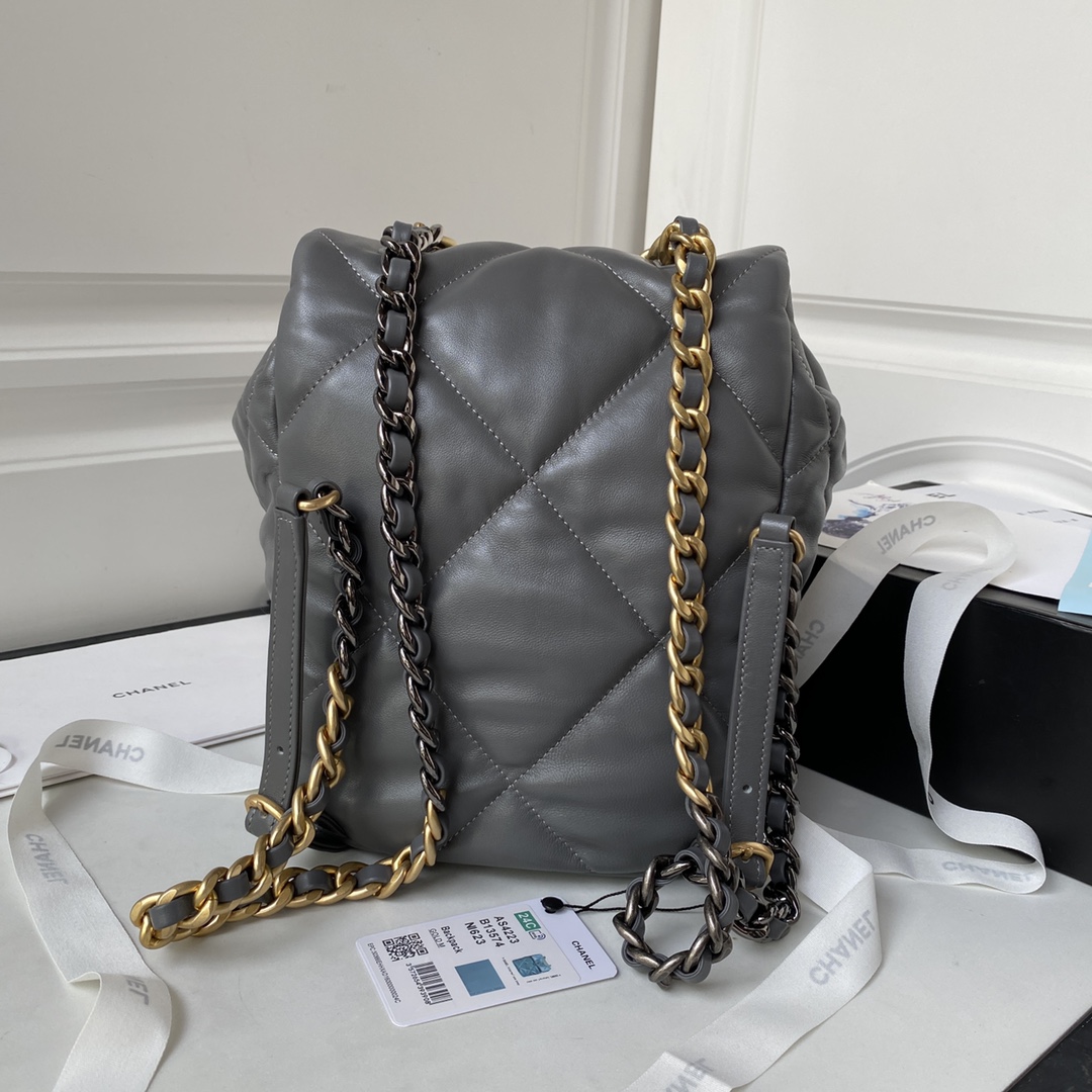 [TOP] CHANEL Classics Backpack - 26X22X16cm - GHW&SHW - Grey