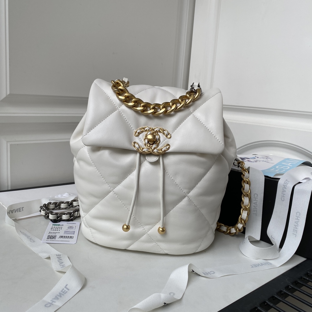 [TOP] CHANEL Classics Backpack - 26X22X16cm - GHW&SHW - White